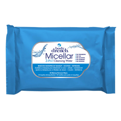 Body Drench Micellar 3-in-1 Cleansing Water Wipes 30 ct. Spray Tanning Product Body Drench
