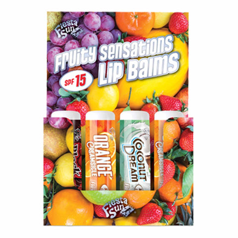 Fiesta Sun Fruit Scentsations SPF 15 Lip Balm Display Box Tanning Lotions Fiesta Sun