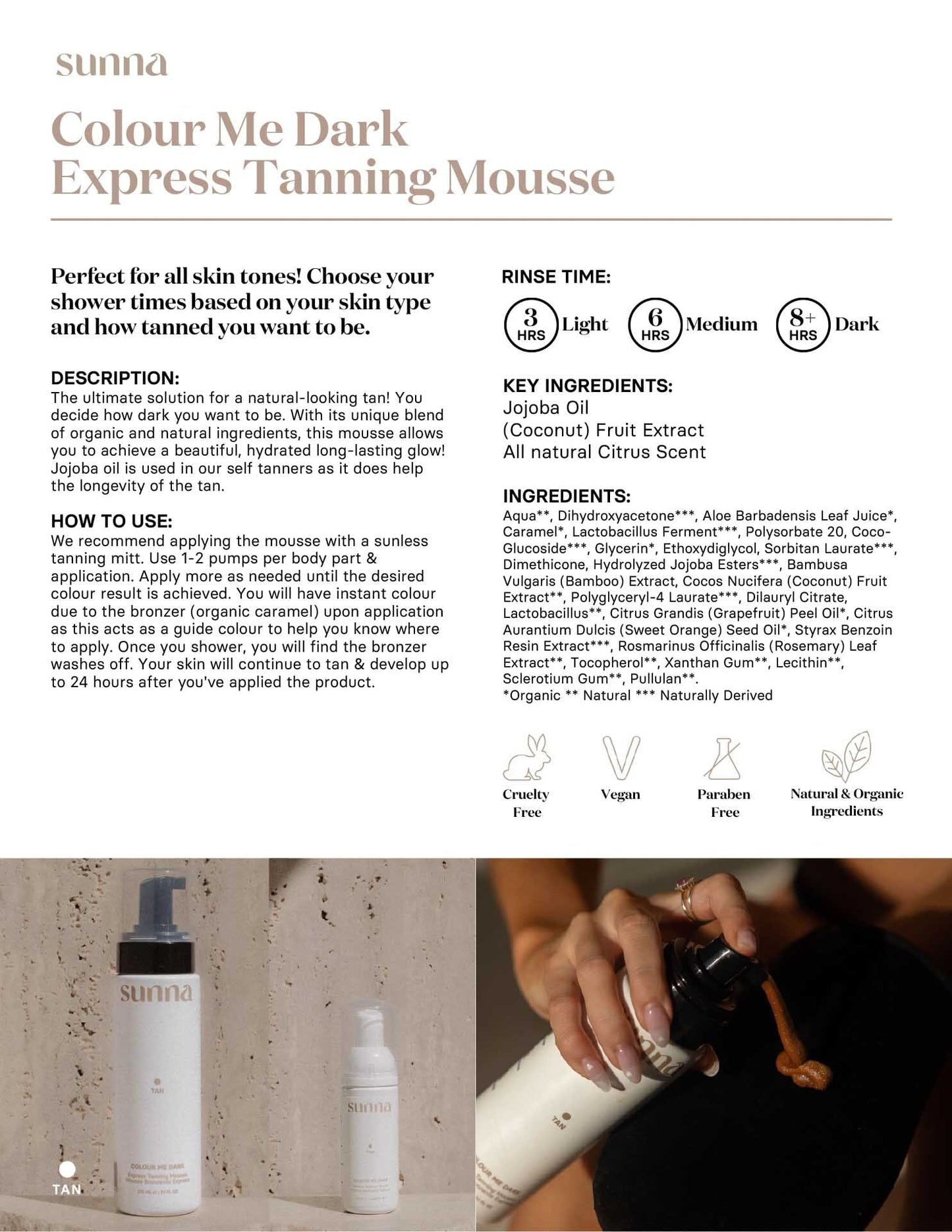 Sunna Tan Color Me Dark Mousse 1.69 oz. Self-Tanning Sunna Tan
