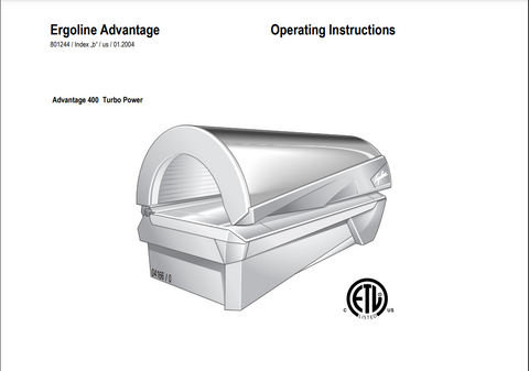 Ergoline Advantage 400 Turbo Power 12 Min Tanning Bed Manual
