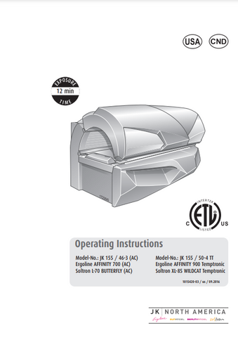 Ergoline Affinity 700 Butterfly 12 Min Tanning Bed Manual