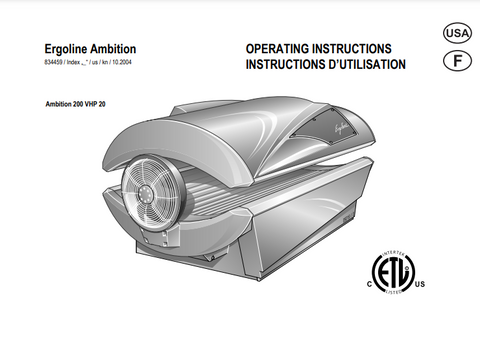 Ergoline Ambition 200 VHP 20 Tanning Bed Manual