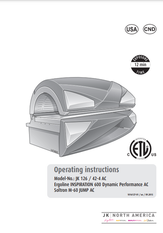Ergoline Inspiration 600 Dynamic Performance Tanning Bed Manual
