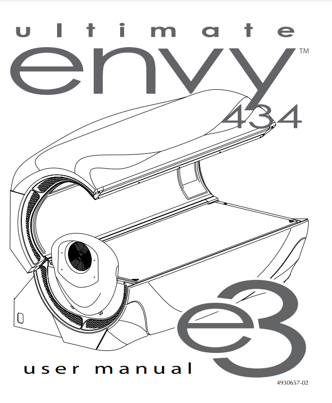 2012 E3 Envy 434 Tanning Bed Manual