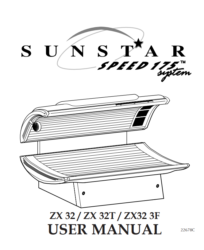 Sunstar Speed System 175 ZX32 3F Tanning Bed Manual