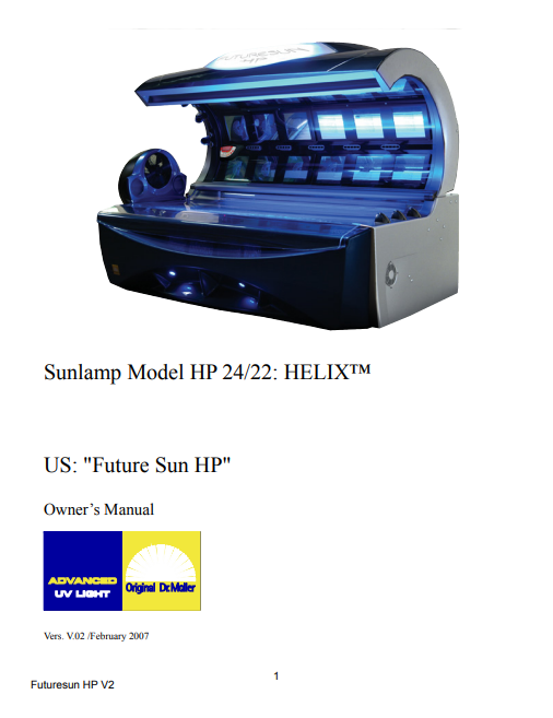 Future Sun Helix V2 Tanning Bed Manual
