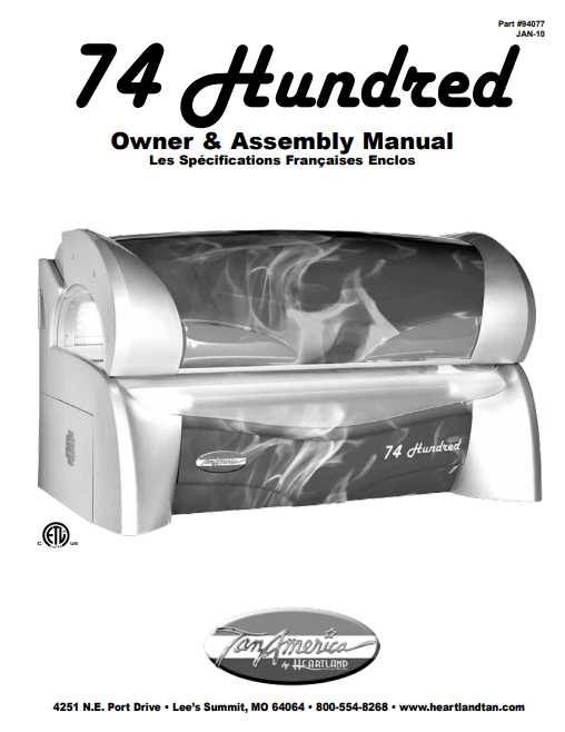 Heartland Tan America 74 Hundred 12 Min Tanning Bed Manual Heartland Tan America 74 Hundred 12 Min Tanning Bed Manual
