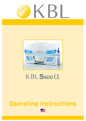 KBL 5600 Alpha Tanning Bed Manual