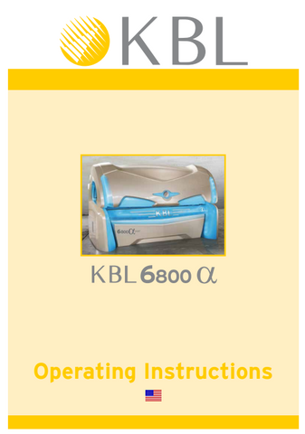 KBL 6800 Alpha Pearl Tanning Bed Manual
