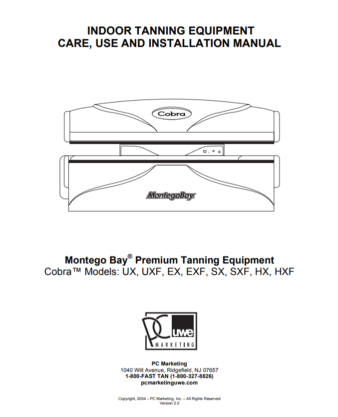 MONTEGO BAY COBRA SERIES FOR UX, UXF, EX, EXF, SX, SXF, HX, AND HXF MANUAL