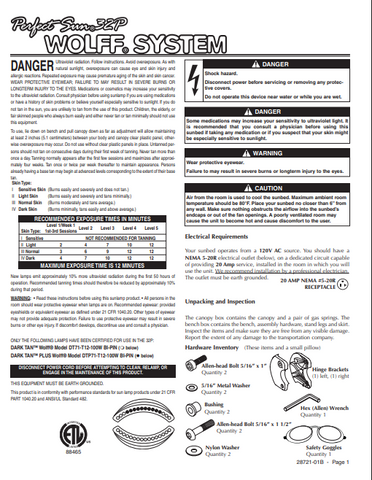 Perfect Sun 32P Tanning Bed Manual