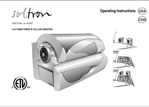 Soltron L-65 Turbo Power VHP 12 Tanning Bed Manual