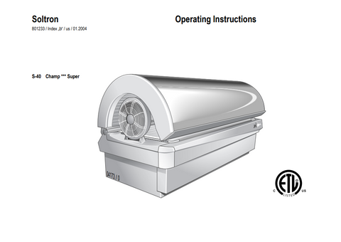 Soltron S-40 Champ Super 15 Min Tanning Bed Manual