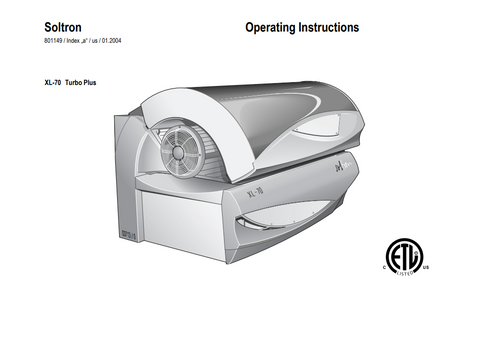 Soltron XL-70 Turbo Power VHP 10 Tanning Bed Manual