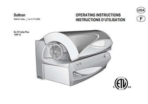 Soltron XL-70 Turbo Power VHP 12 Tanning Bed Manual
