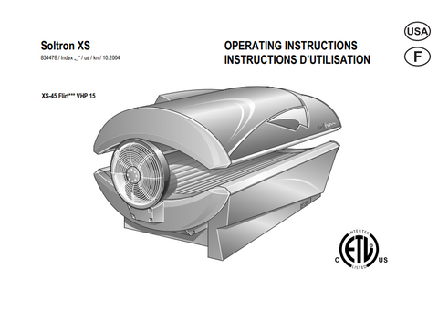 Soltron XS-45 Flirt VHP 15 Tanning Bed Manual