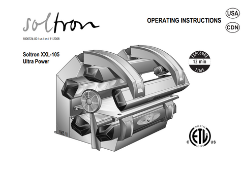 Soltron XXL-105 Ultra Power 12 Min Tanning Bed Manual