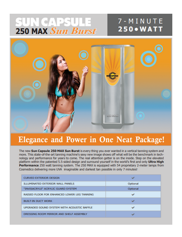 Sun Capsule 250 Max Sun Burst 250W Tanning Bed Manual