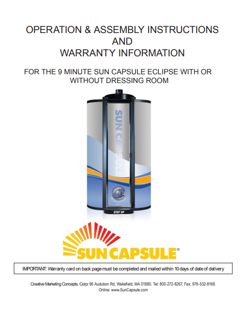 Sun Capsule Eclipse 9 Min Tanning Bed Manual