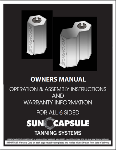 Sun Capsule Euro Series 48 Lamp 160W Tanning Bed Manual
