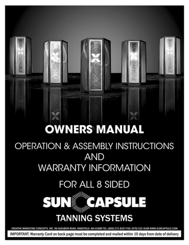 Sun Capsule X8 49 Lamp 220W VHR HP Tanning Bed Manual