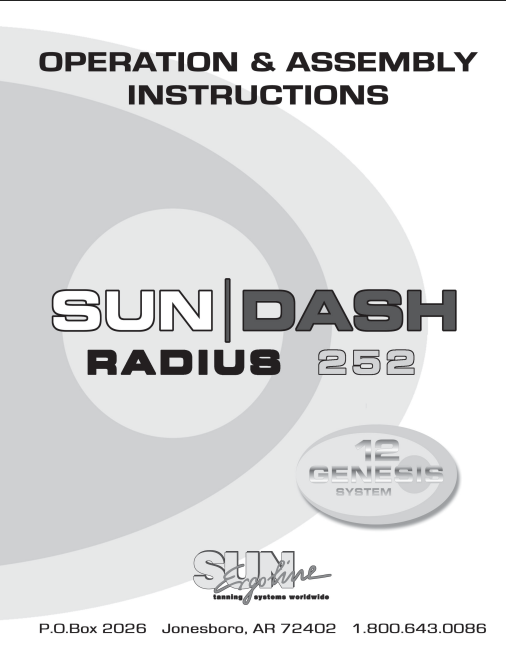 SunDash Radius 252 Tanning Bed Manual