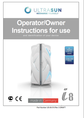 Ultrasun I8 TSU Edition Tanning Bed Manual