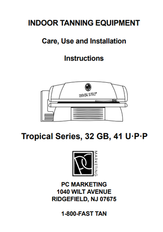 UWE Tropical Series 32 GB, 41 U.P.P Tanning Bed Manual
