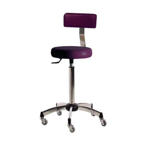 Salon Ambience CS/475 Gilera+ Stool w/Backrest-Chrome Base-Pro Wheels Salon Equipment Salon Ambience