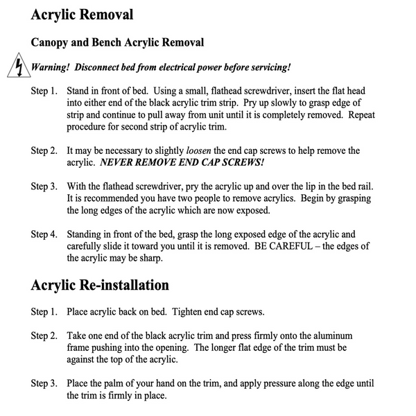 ESB Grande Tanning Bed Replacement Acrylic Premium Grade