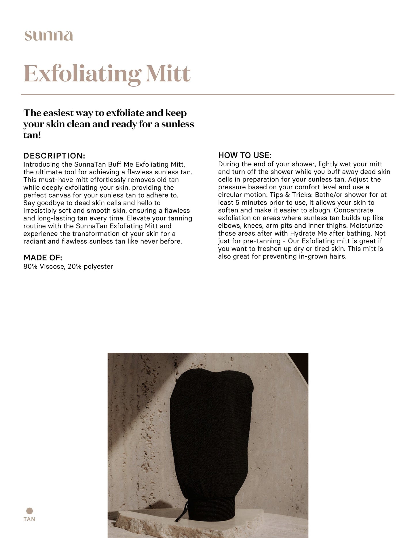 Sunna Tan Exfoliating Mitt Reusable Skin Care Sunna Tan 