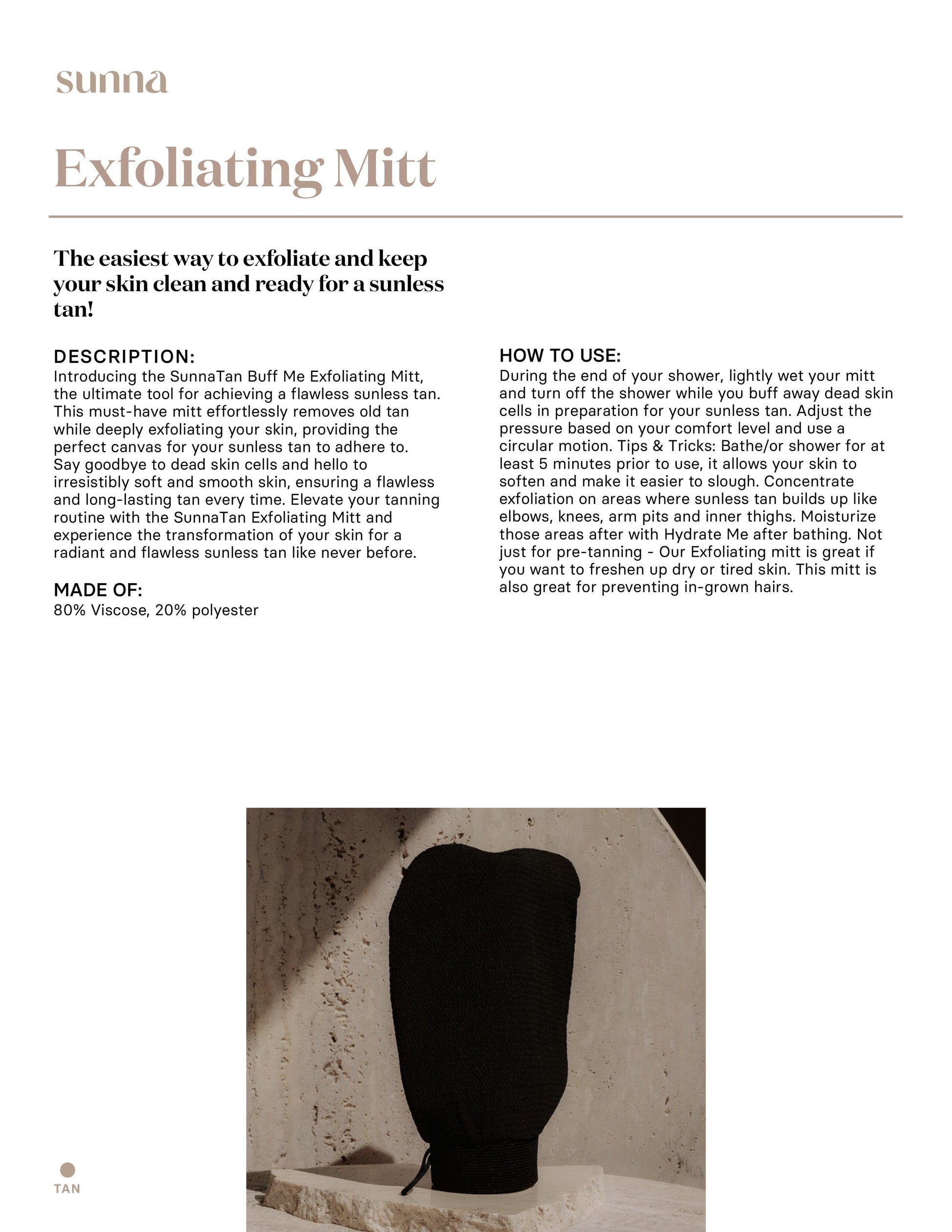Sunna Tan Exfoliating Mitt Reusable Skin Care Sunna Tan 
