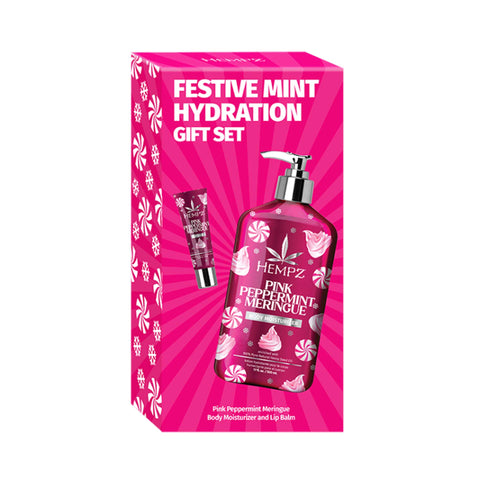 Hempz Festive Mint Hydration Pink Peppermint Meringue Set