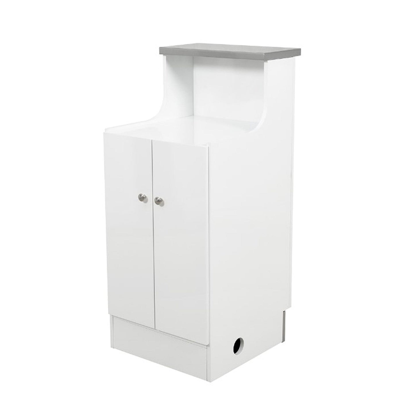 DIR Janus LED Lighted Storage Reception Desk - Double Door Salon Equipment Dream In Reality White Silver 