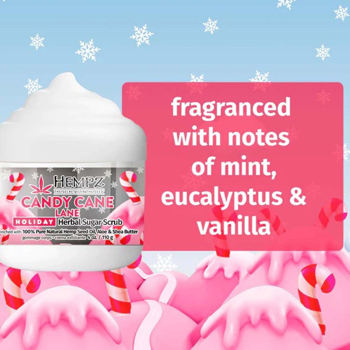 Hempz Limited Edition Candy Cane Lane Herbal Body Scrub 4 oz Skin Care Hempz 
