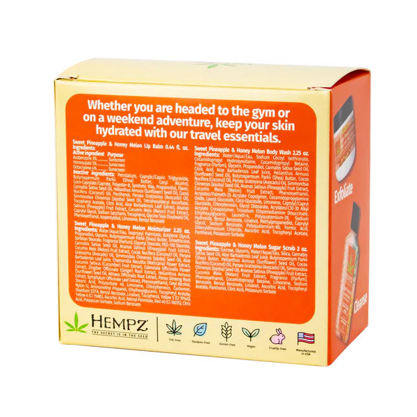 Hempz Sweet Treats 4 piece Sweet Pineapple and Honey Melon Travel Kit