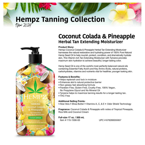 Hempz Limited Edition Coconut Colada & Pineapple Moisturizer 17 OZ.