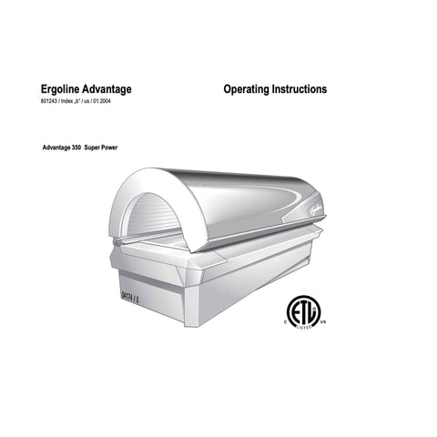 Ergoline Advantage 350 Super Power Tanning Bed User Manual