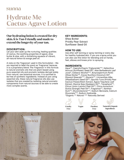 Sunna Tan Hydrate Me Cactus Agave Lotion 5.9 oz. Skin Care Sunna Tan 