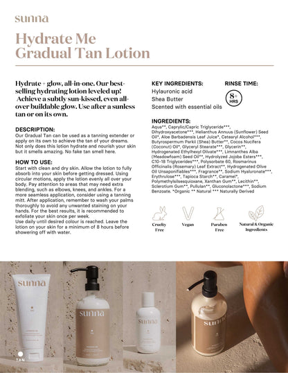 Sunna Tan Hydrate Me Gradual Tanning Lotion 16 oz. Self-Tanning Sunna Tan 