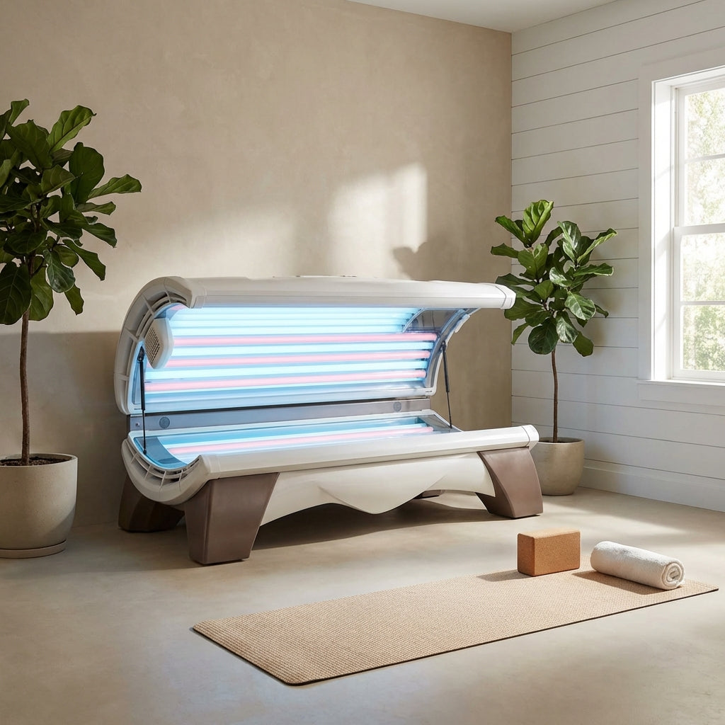 ProSun Onyx 12 Minute Level 4 Hybrid Commercial Tanning Bed With Red L