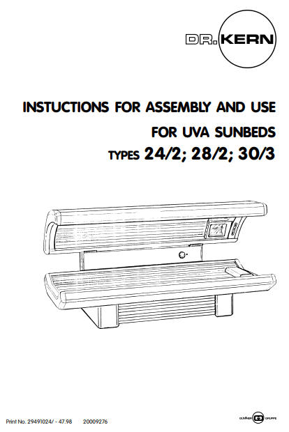 DR. KERN 30-3 Tanning Bed Manual