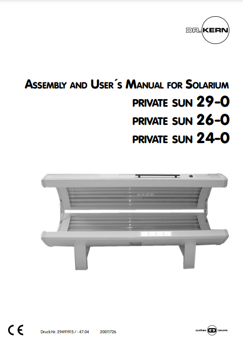 DR. KERN Solarium Private Sun 29-0 Tanning Bed Manual