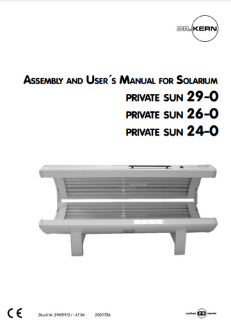 DR. KERN Solarium Private Sun 29-0 Tanning Bed Manual