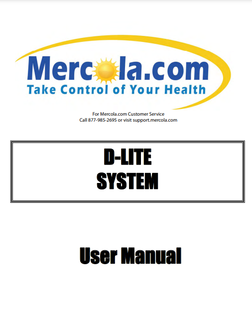 DR. MERCOLA D Lite System Tanning Bed Manual