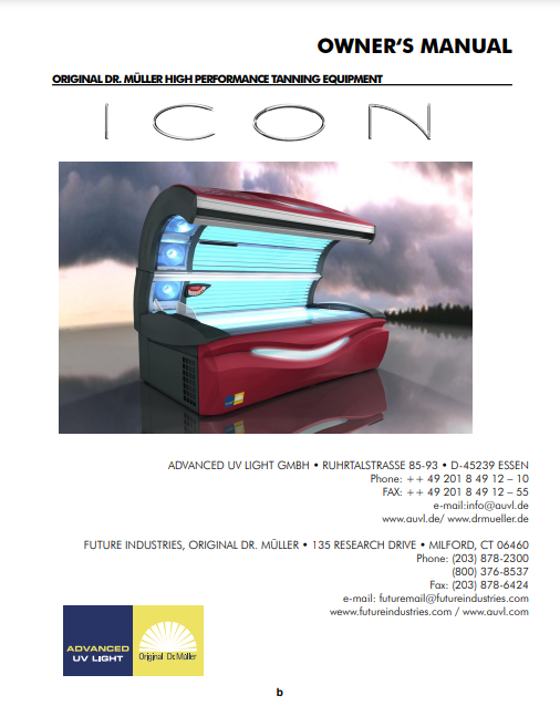 DR.MULLER Icon Tanning Bed Manual