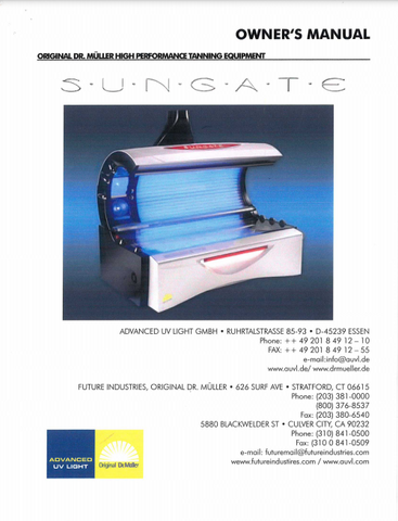 DR. MULLER S.U.N.G.A.T.E Tanning Bed Manual