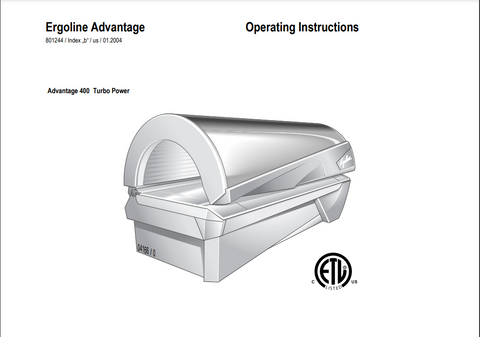 Ergoline Advantage 400 Turbo Power 12 Min Tanning Bed Manual
