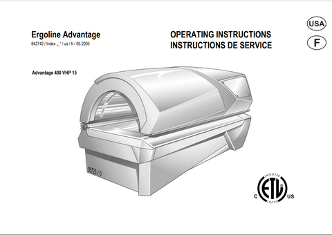 Ergoline Advantage 400 VHP 15 Tanning Bed Manual