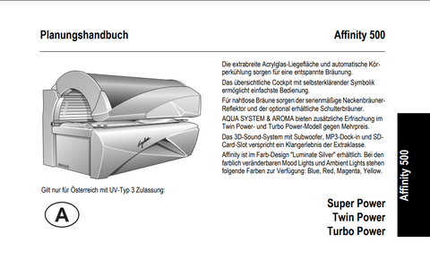 Ergoline Affinity 500 Turbo Power TP SP Tanning Bed Manual